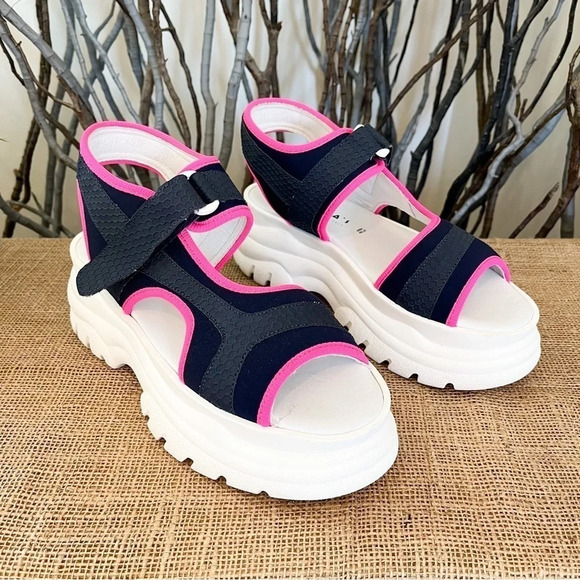 Joshua Sanders Fuxia Spice Scuba Pink Platform Sandals - Picture 4 of 15